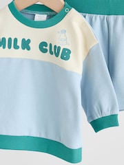 أزرق ـ طبعة Milk Club - طقم سويت شيرت وشورت للبيبي (0شهور-2سنوات) - صورة 11 من 14