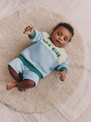 أزرق ـ طبعة Milk Club - طقم سويت شيرت وشورت للبيبي (0شهور-2سنوات) - صورة 2 من 14