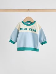 أزرق ـ طبعة Milk Club - طقم سويت شيرت وشورت للبيبي (0شهور-2سنوات) - صورة 7 من 14
