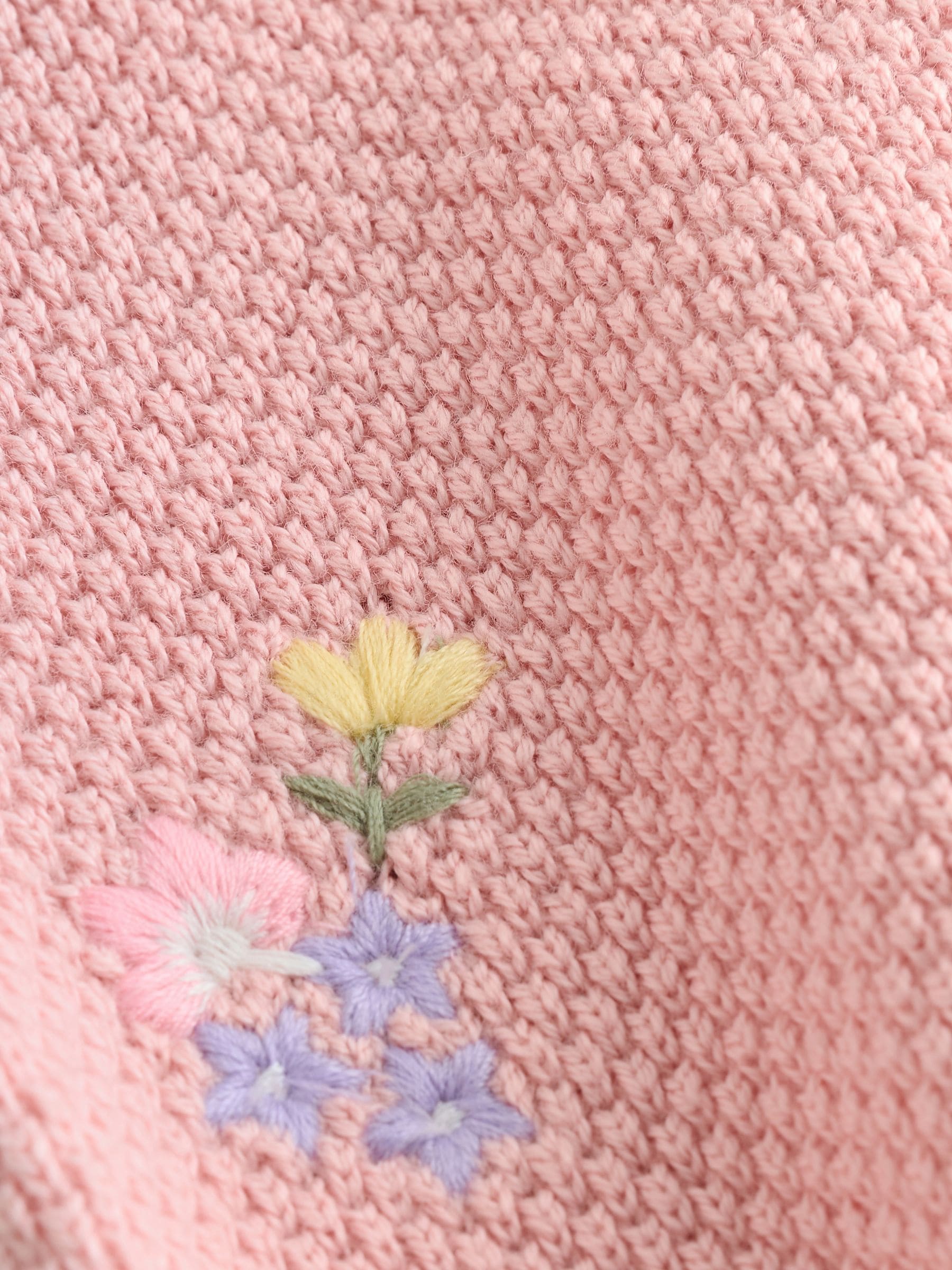 Buy Pink Floral Embroidered Floral Embroidered Baby Cardigan