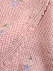 Rosa Blomstrete Brodert - Babycardigan (0mnd.–2år) - Bilde 5 av 7