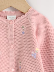 Rosa Blomstrete Brodert - Babycardigan (0mnd.–2år) - Bilde 6 av 7