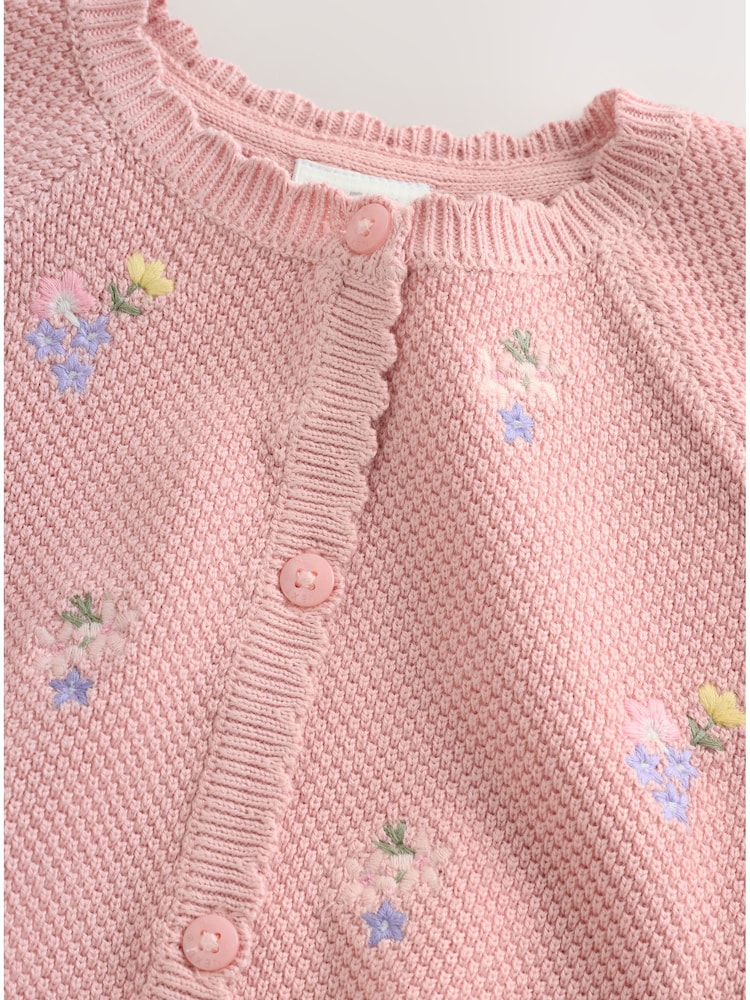 Rosa Blomstrete Brodert - Babycardigan (0mnd.–2år) - Bilde 7 av 7