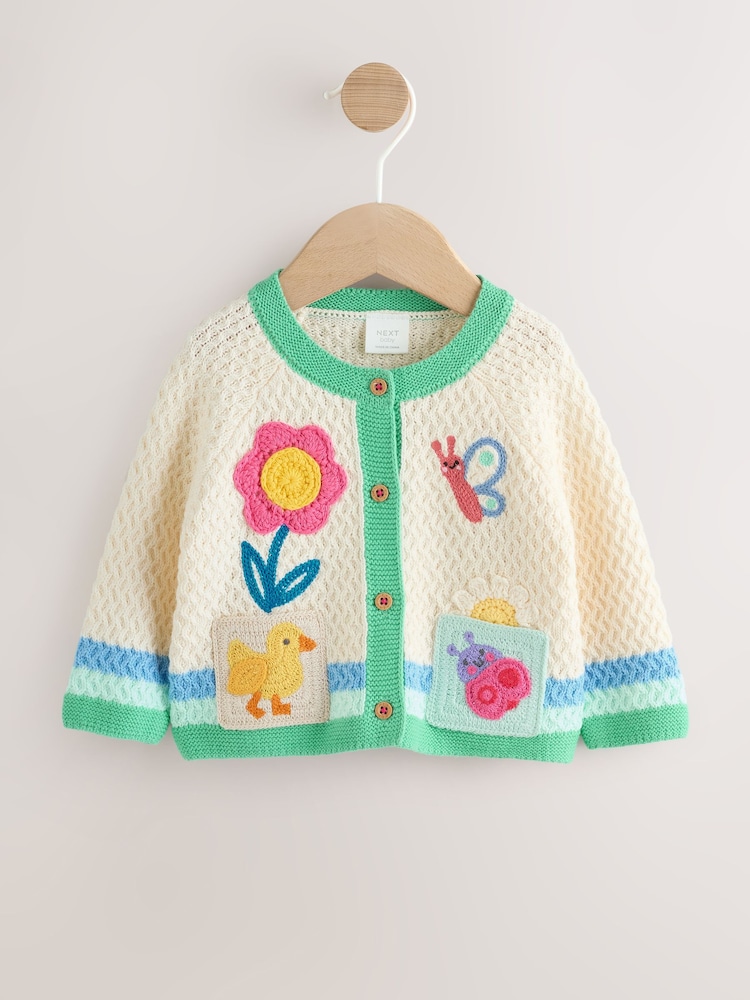 Multi Pastel Crochet Animal Knitted Baby Cardigan (0mths-2yrs) - Image 1 of 7