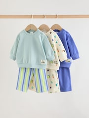 طبعة كلب أزرق - طقم من 6 قطع من سويت شيرت وبنطلون رياضي للبيبي (0 شهر - 3 سنوات) - صورة 1 من 16