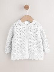 White Baby Pointelle Knitted Cardigan (0mths-2yrs) - Image 1 of 8