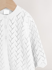 White Baby Pointelle Knitted Cardigan (0mths-2yrs) - Image 3 of 8
