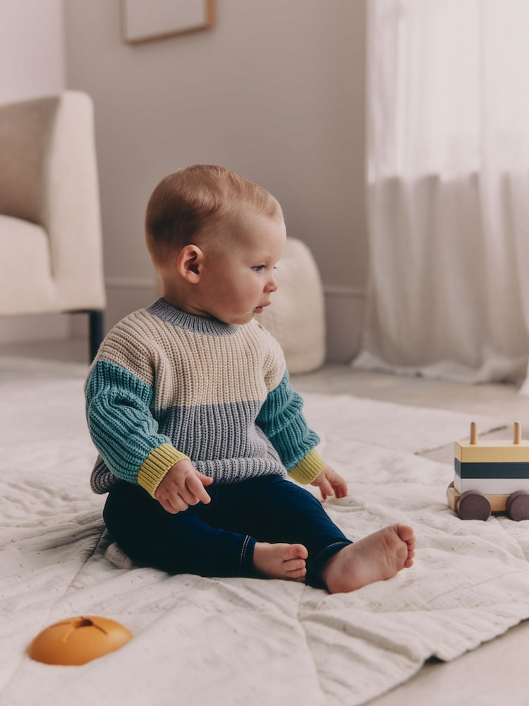 Blue Colourblock Jumper and Leggings Baby Set (0mths-2yrs) - Image 1 of 3