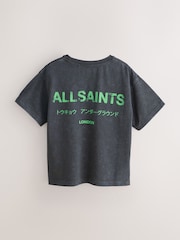 Washed Black/Green - smALLSAINTS Oversized Underground Crew Neck Cotton T-Shirt - Obraz 2 z 4