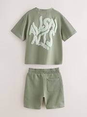 smALLSAINTS Khaki Green Orlando T-Shirt and Sweat Shorts Set - Image 10 of 14