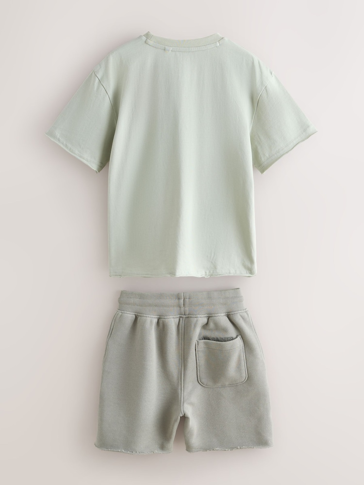 smALLSAINTS Light Green Biggy Oversized T-Shirt and Sweat Shorts Set - Image 2 of 7 smALLSAINTS Light Green Biggy Oversized T-Shirt and Sweat Shorts Set - Image 2 of 7