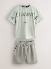 smALLSAINTS Light Green Biggy Oversized T-Shirt and Sweat Shorts Set - Image 9 of 15