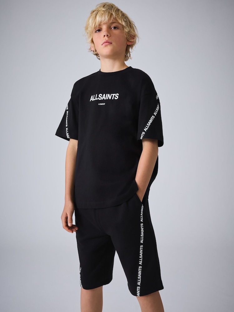 smALLSAINTS Black Logo Tape T-Shirt and Sweat Shorts Set - Image 1 of 15