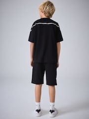 smALLSAINTS Black Logo Tape T-Shirt and Sweat Shorts Set - Image 2 of 15