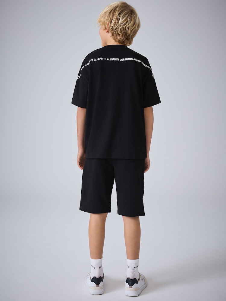 smALLSAINTS Black Logo Tape T-Shirt and Sweat Shorts Set - Image 2 of 15