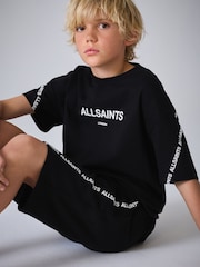 smALLSAINTS Black Logo Tape T-Shirt and Sweat Shorts Set - Image 3 of 15
