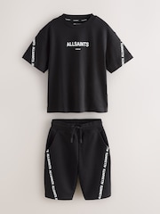 smALLSAINTS Black Logo Tape T-Shirt and Sweat Shorts Set - Image 9 of 15