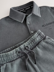 smALLSAINTS Washed Black Underground Waffle Polo Shirt and Short Set - Image 12 of 15