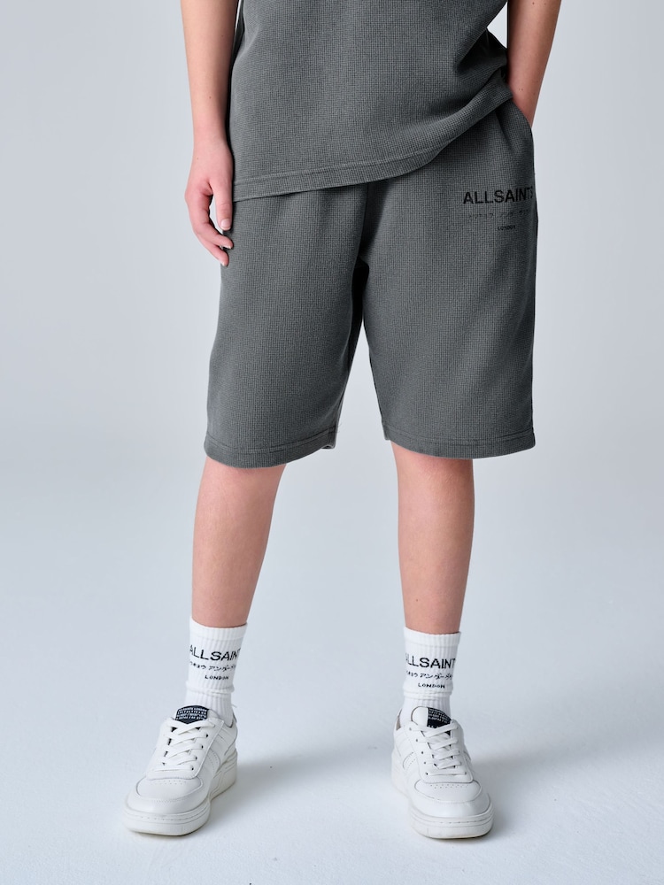 smALLSAINTS Washed Black Underground Waffle Polo Shirt and Short Set - Image 2 of 15 smALLSAINTS Washed Black Underground Waffle Polo Shirt and Short Set - Image 2 of 15