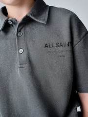 smALLSAINTS Washed Black Underground Waffle Polo Shirt and Short Set - Image 6 of 15