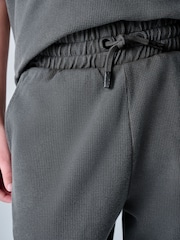 smALLSAINTS Washed Black Underground Waffle Polo Shirt and Short Set - Image 8 of 15