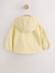 Yellow Gingham Lemon Embroidered - Baby Hooded Jacket (0mths-2yrs) - Imaginea 2 din 8