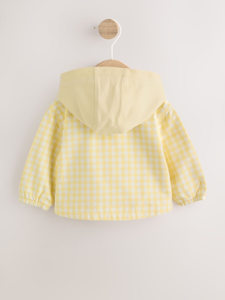 Yellow Gingham Lemon Embroidered - Baby Hooded Jacket (0mths-2yrs) - Imaginea 2 din 8