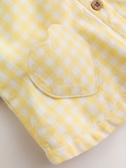 Yellow Gingham Lemon Embroidered - Baby Hooded Jacket (0mths-2yrs) - Imaginea 5 din 8