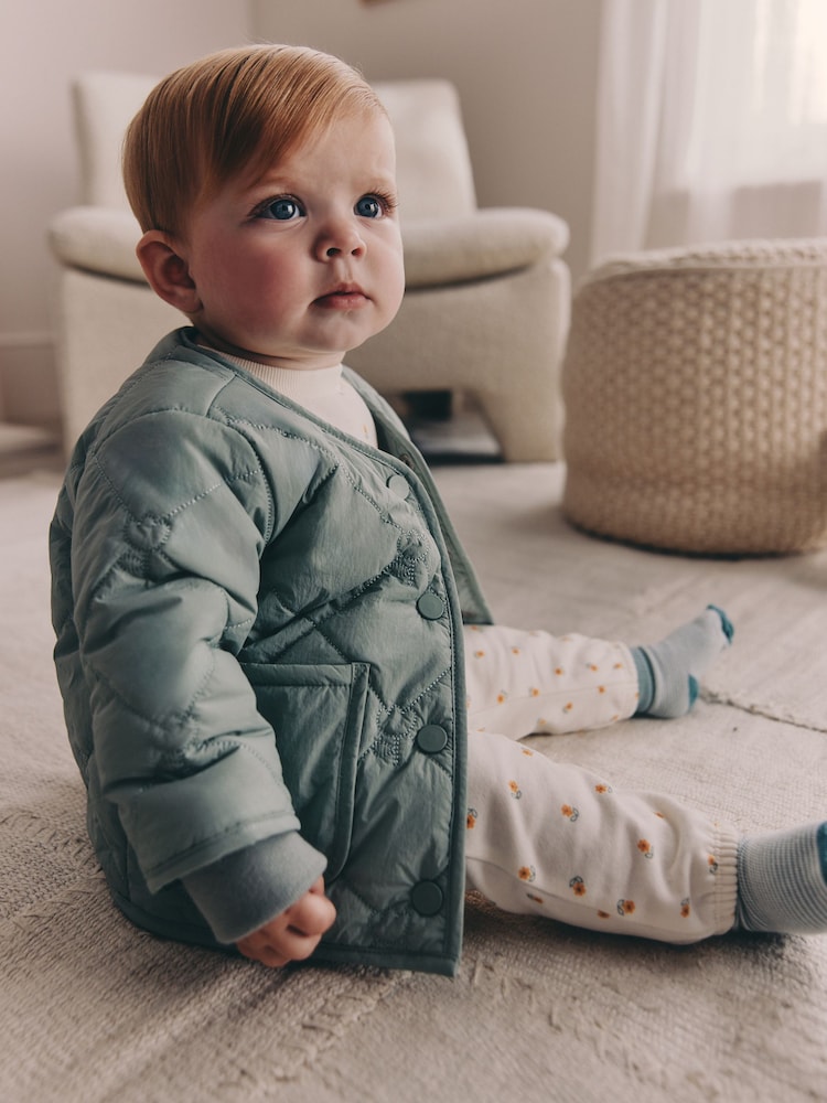 Sage Green Tulip Quilted Nylon Baby Jacket (0mths-2yrs) - Image 1 of 11 Sage Green Tulip Quilted Nylon Baby Jacket (0mths-2yrs) - Image 1 of 11