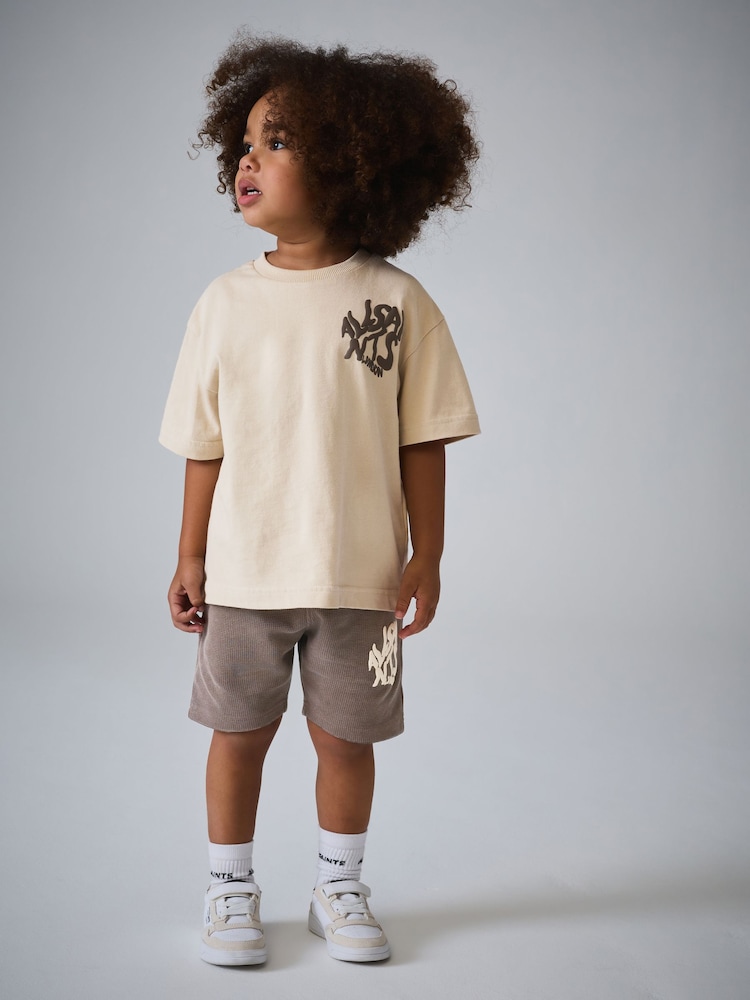 smALLSAINTS Neutral/Waffle Orlando T-Shirt and Shorts Younger Set - Image 1 of 11