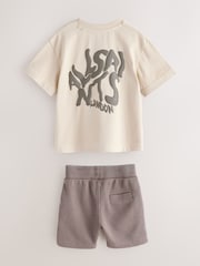 smALLSAINTS Neutral/Waffle Orlando T-Shirt and Shorts Younger Set - Image 7 of 11