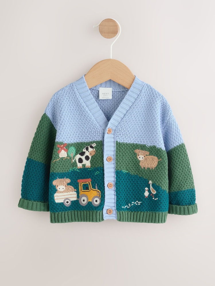 Blue/Green Baby Embroidered Cardigan (0mths-2yrs) - Image 1 of 6