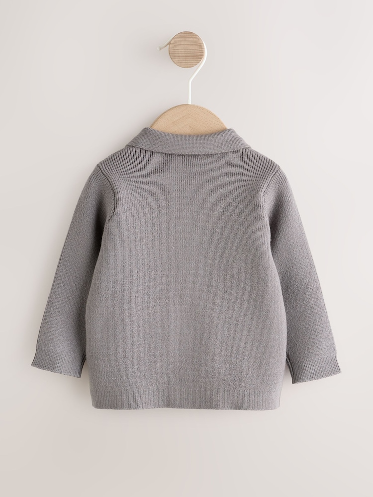 Charcoal Grey Zip front knitted Shacket (0mths-2yrs) - Image 2 of 7