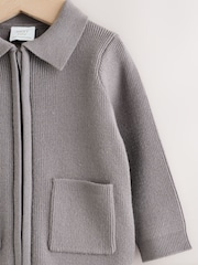 Charcoal Grey Zip front knitted Shacket (0mths-2yrs) - Image 3 of 7