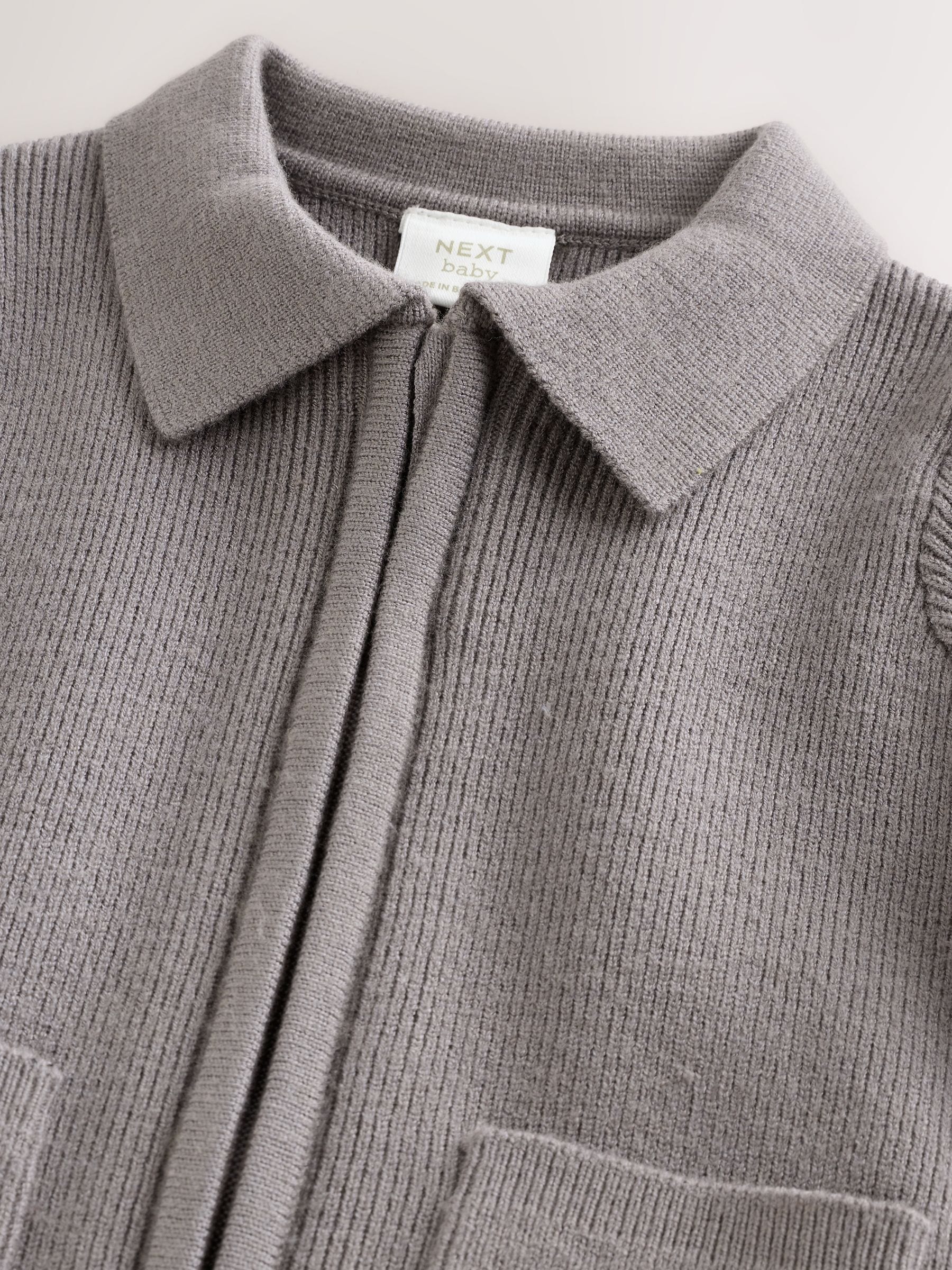 Buy Charcoal Grey Zip front knitted Shacket (0mths-2yrs) from the