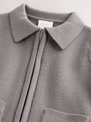 Charcoal Grey Zip front knitted Shacket (0mths-2yrs) - Image 4 of 7