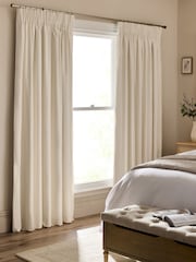 Light Natural Cotton Blackout/Thermal Pencil Pleat Curtains - Image 1 of 6