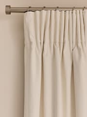 Light Natural Cotton Blackout/Thermal Pencil Pleat Curtains - Image 4 of 6