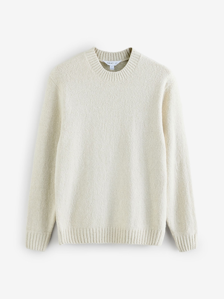 Neutral Knitted Boucle Crew Neck Cardigan - Image 1 of 1