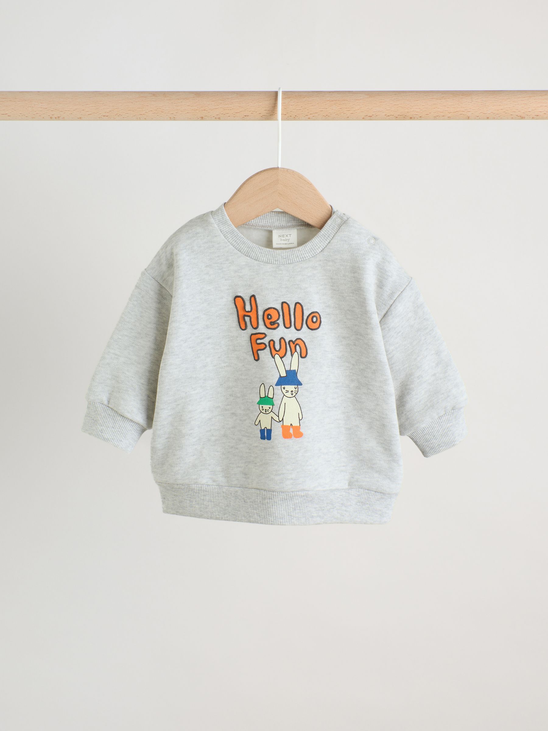 Buy Blue Check Hello Fun Sweatshirt and Trousers Baby Set (0mths