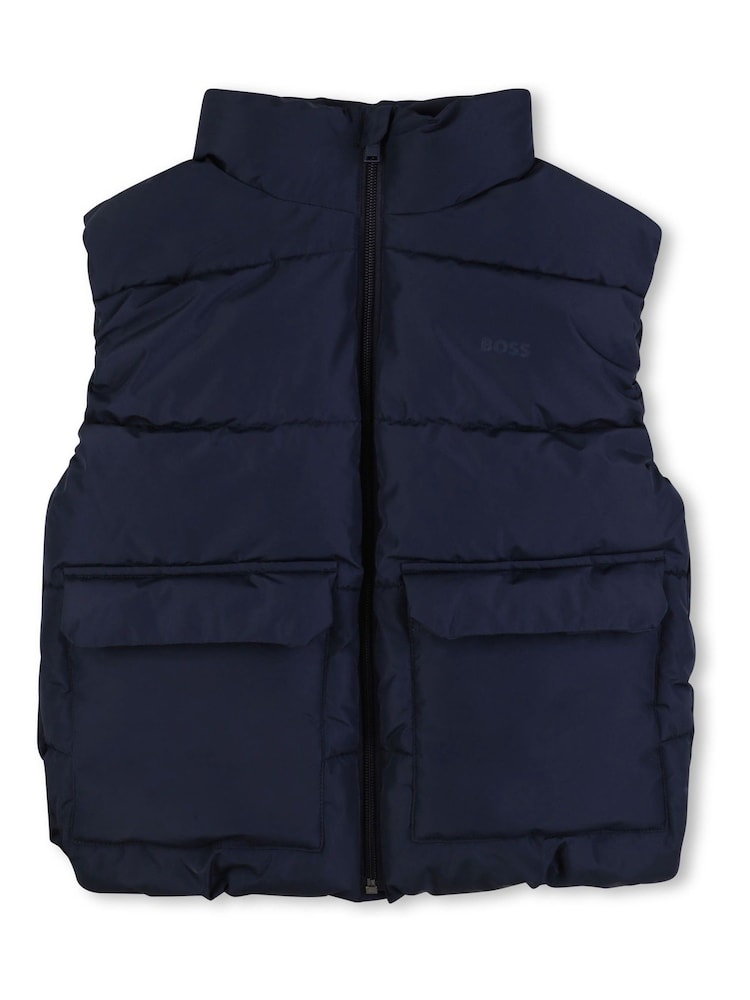 BOSS Blue Sleevless Puffer Gilet - Image 1 of 3 BOSS Blue Sleevless Puffer Gilet - Image 1 of 3