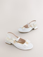 Baker by Ted Baker Ivory Satin Heeled Sling Back Ocassion Shoes - Image 1 of 6