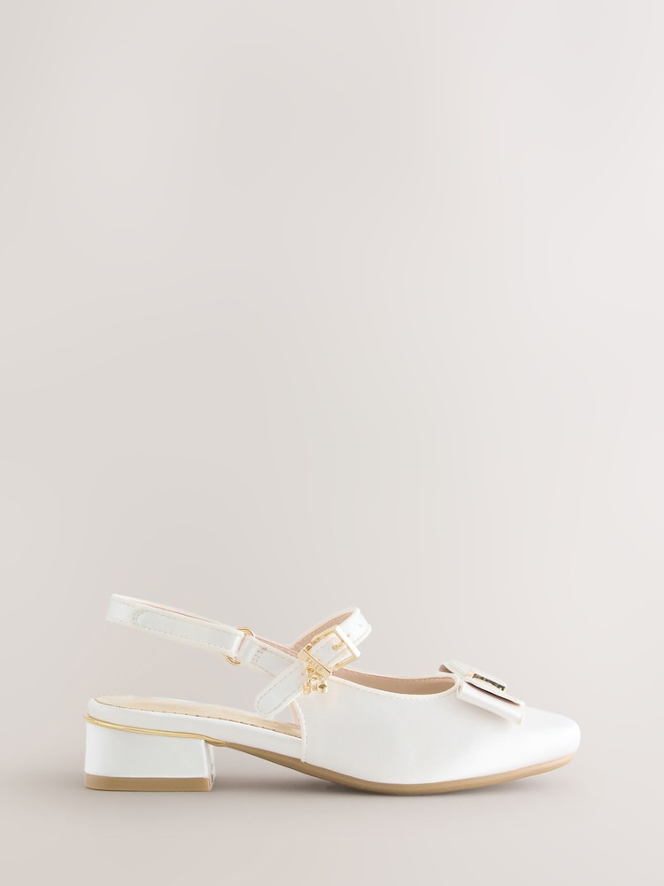 Baker by Ted Baker Ivory Satin Heeled Sling Back Ocassion Shoes - Image 2 of 6