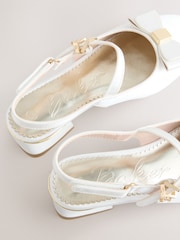 Baker by Ted Baker Ivory Satin Heeled Sling Back Ocassion Shoes - Image 5 of 6