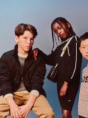 BOSS Black Zip-Up Windbreaker Jacket With Stripe Collar - Image 1 of 7