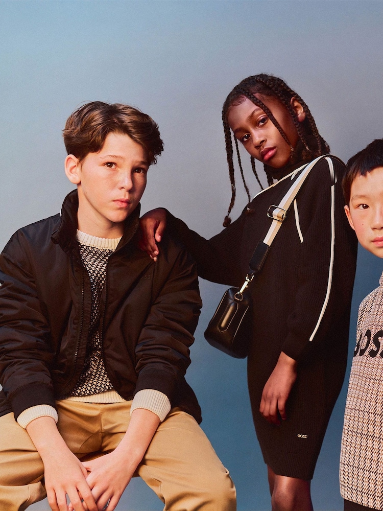BOSS Black Zip-Up Windbreaker Jacket With Stripe Collar - Image 1 of 7 BOSS Black Zip-Up Windbreaker Jacket With Stripe Collar - Image 1 of 7