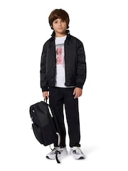 BOSS Black Zip-Up Windbreaker Jacket With Stripe Collar - Image 3 of 7