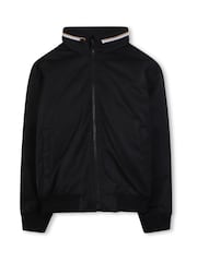 BOSS Black Zip-Up Windbreaker Jacket With Stripe Collar - Image 4 of 7