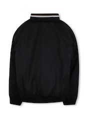 BOSS Black Zip-Up Windbreaker Jacket With Stripe Collar - Image 5 of 7