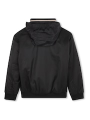 BOSS Black Zip-Up Windbreaker Jacket With Stripe Collar - Image 6 of 7
